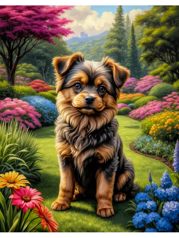 Brown - Rust Mixed Breed Dog and Puppy Portrait Paintings
