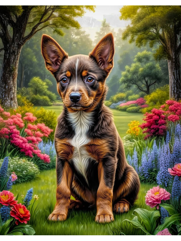 Brown - Rust Mixed Breed Dog and Puppy Portrait Paintings