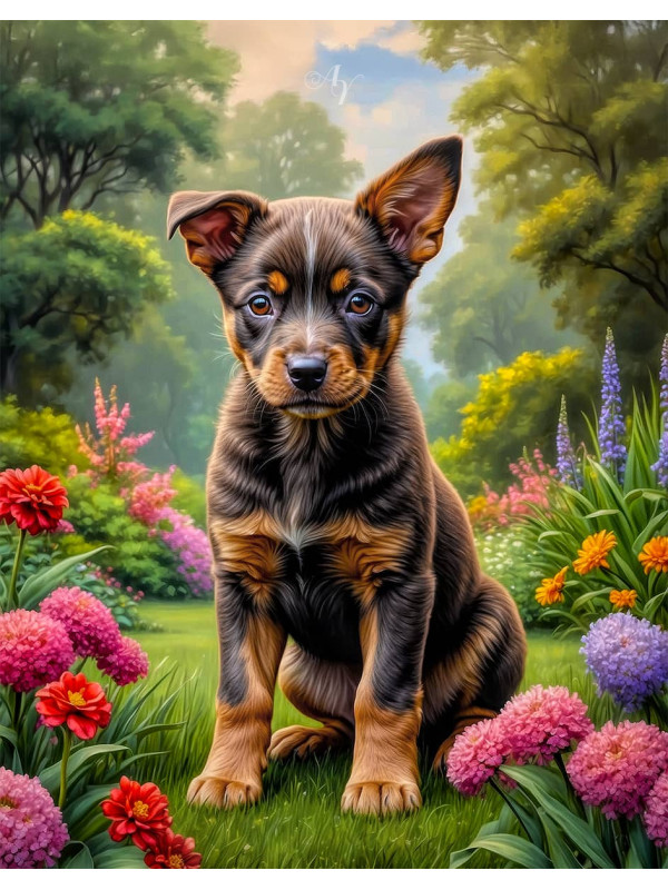 Brown - Rust Mixed Breed Dog and Puppy Portrait Paintings