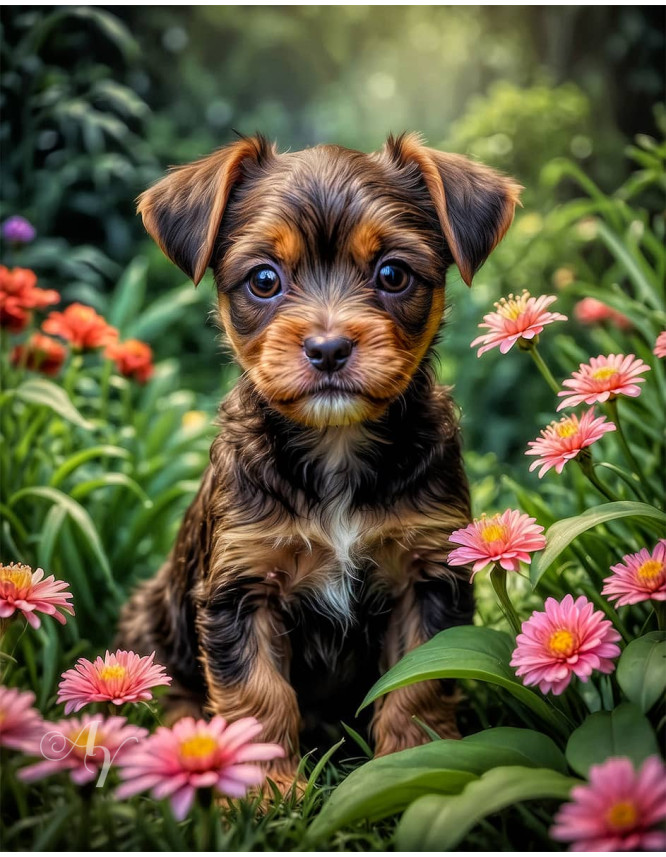 Brown Rust Mix Breed Dog Portrait Paintings