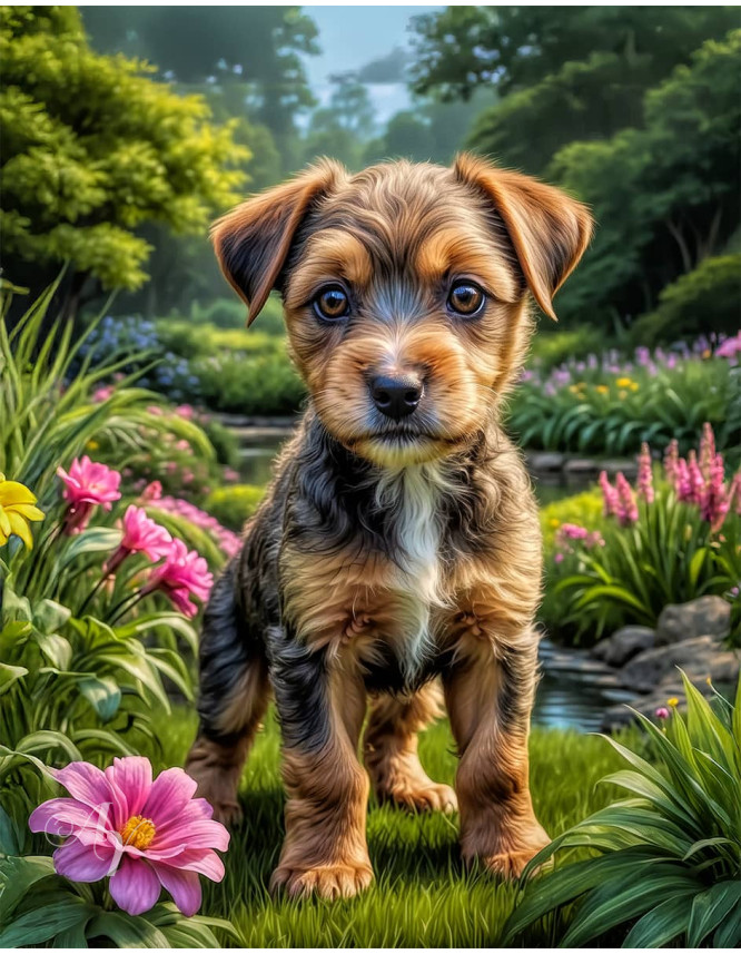 Brown Rust Mix Breed Dog Portrait Paintings