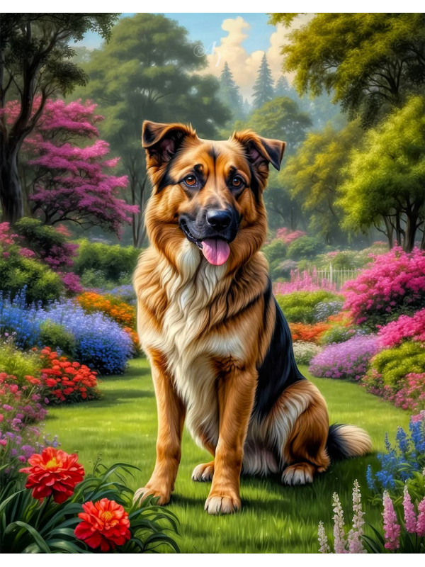 Shepherd Mixed Breed Dog and Puppy Portrait Paintings