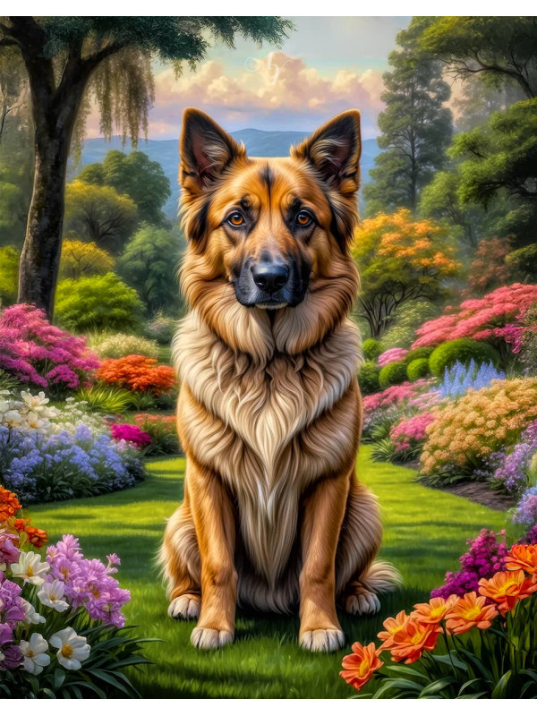 Shepherd Mixed Breed Dog and Puppy Portrait Paintings