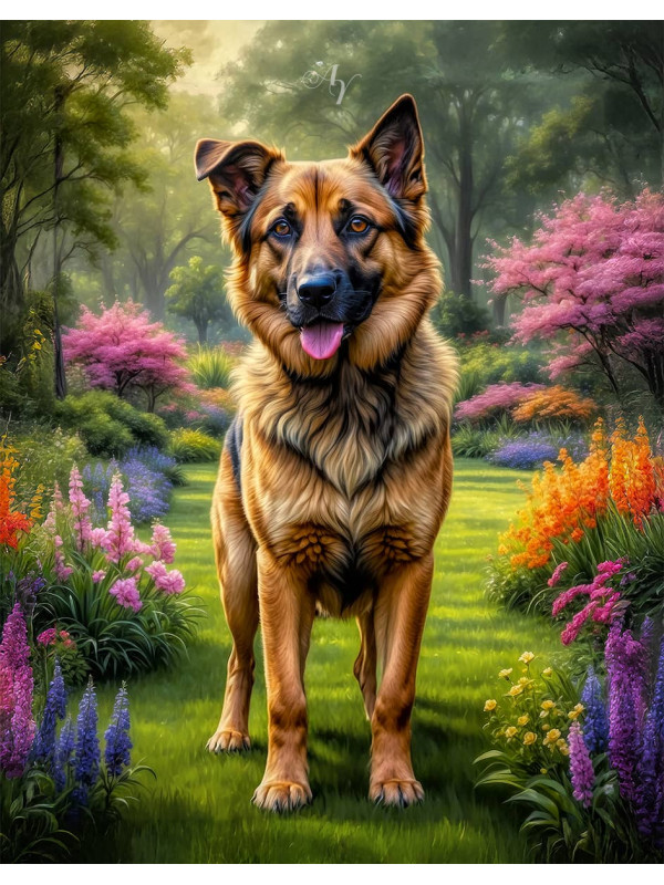 Shepherd Mixed Breed Dog and Puppy Portrait Paintings