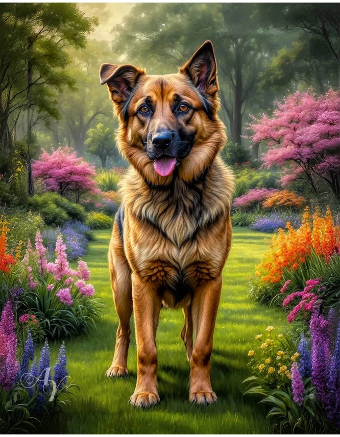Shepherd Mix Breed Dog Portrait Paintings