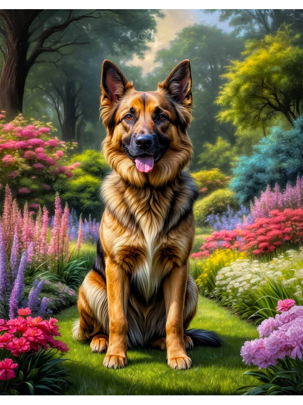 Shepherd Mixed Breed Dog and Puppy Portrait Paintings