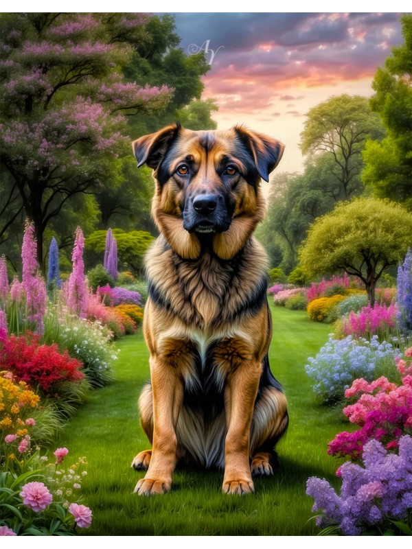 Shepherd Mixed Breed Dog and Puppy Portrait Paintings