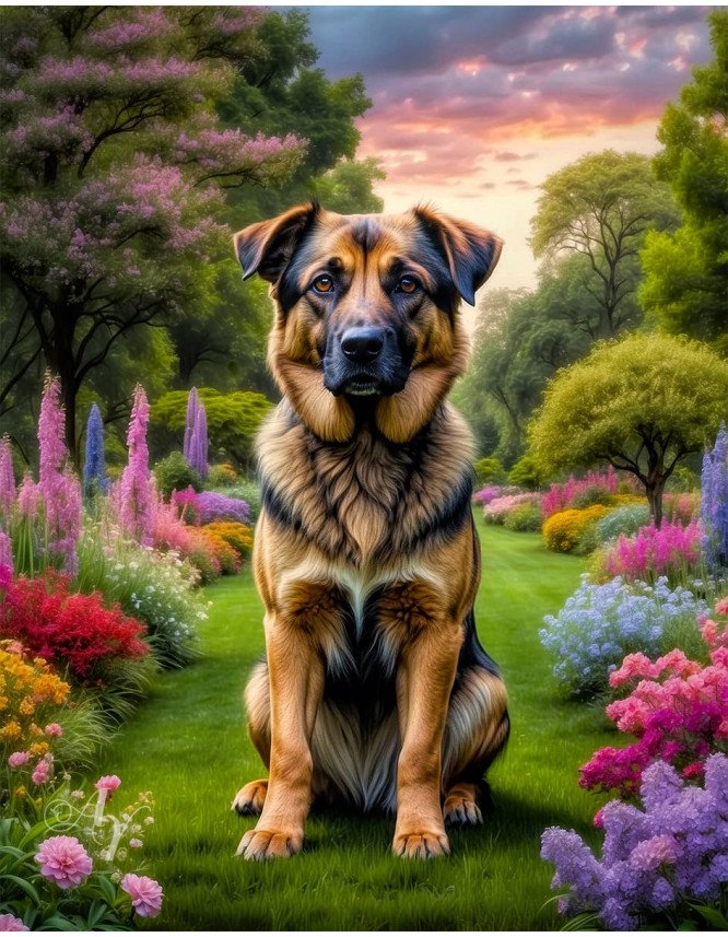 Shepherd Mix Breed Dog Portrait Paintings