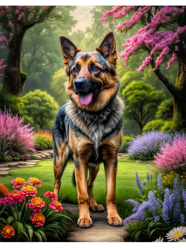 Shepherd Mixed Breed Dog and Puppy Portrait Paintings