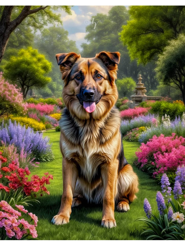 Shepherd Mixed Breed Dog and Puppy Portrait Paintings