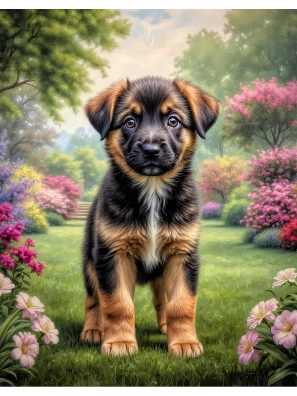 Shepherd Mixed Breed Dog and Puppy Portrait Paintings