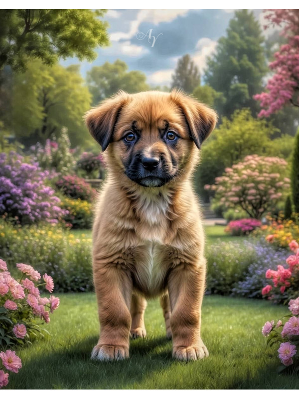 Shepherd Mixed Breed Dog and Puppy Portrait Paintings
