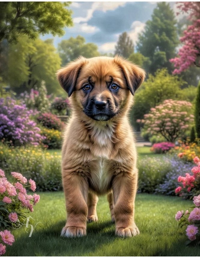 Shepherd Mix Breed Dog Portrait Paintings