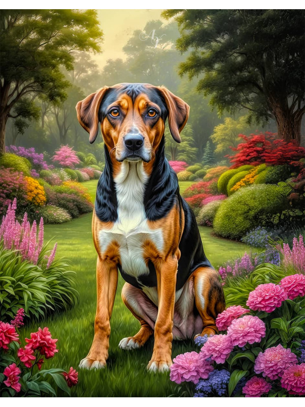 Tri-color Mixed Breed Dogs Portrait Paintings