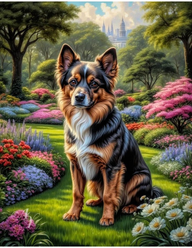 Tri Color Mix Breed Dog Portrait Paintings Tri Color Mix Breed Dog Portrait Paintings