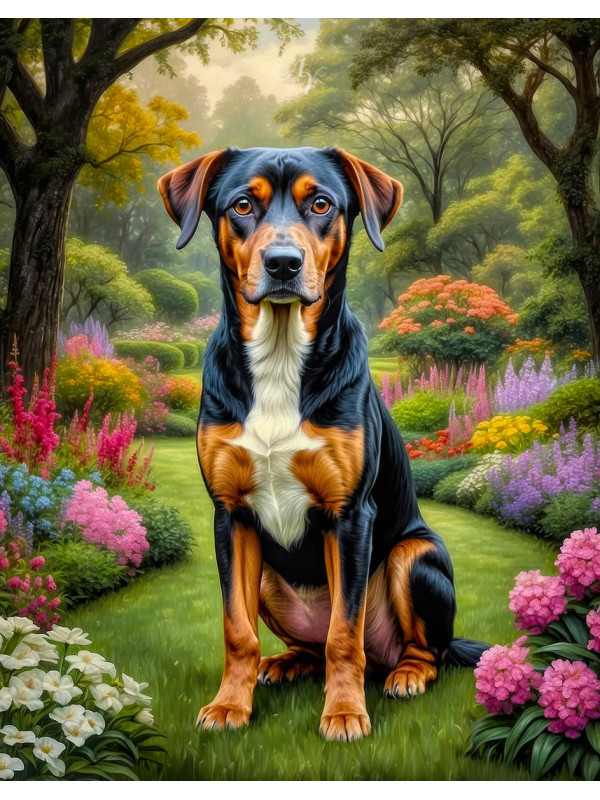 Tri-color Mixed Breed Dogs Portrait Paintings