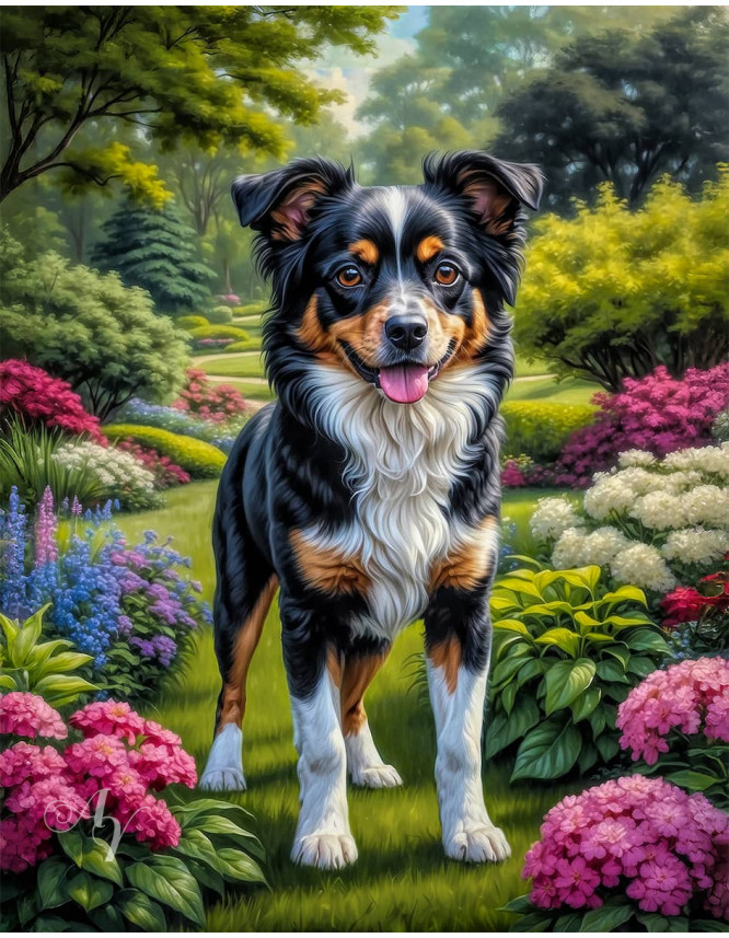Tri Color Mix Breed Dog Portrait Paintings Tri Color Mix Breed Dog Portrait Paintings
