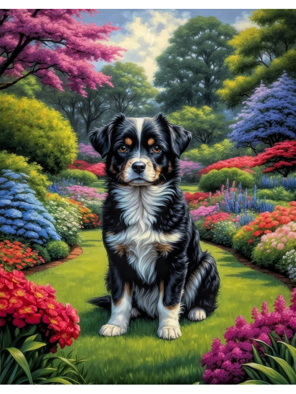 Tri-color Mixed Breed Dogs Portrait Paintings