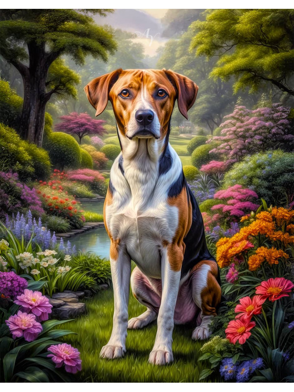 Tri-color Mixed Breed Dogs Portrait Paintings