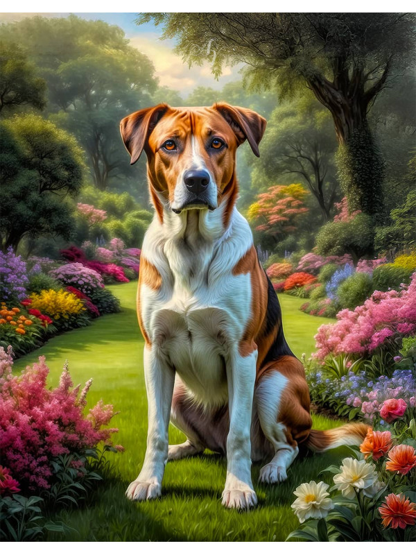 Tri-color Mixed Breed Dogs Portrait Paintings