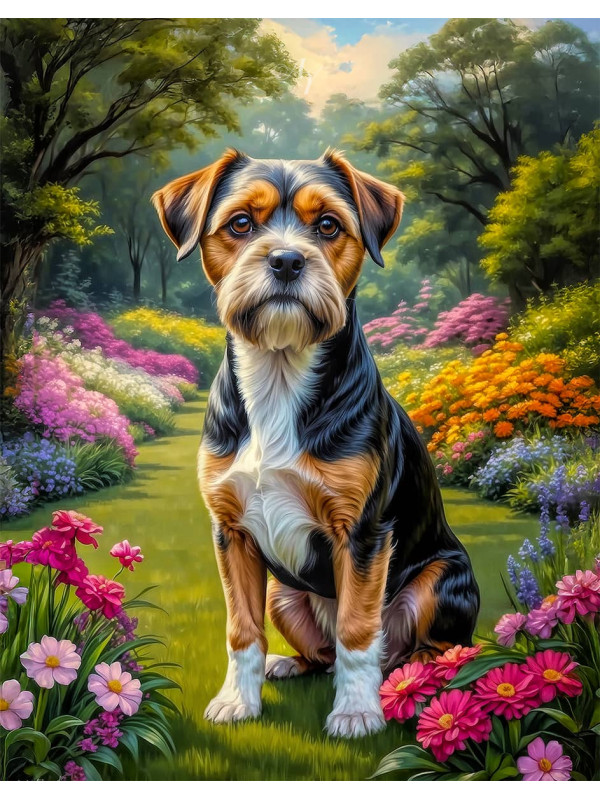 Tri-color Mixed Breed Dogs Portrait Paintings