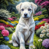 White Mix Breed Dog Portrait Paintings
