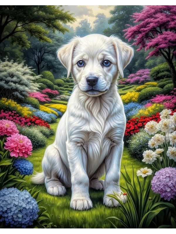 White Mix Breed Dog Portrait Paintings