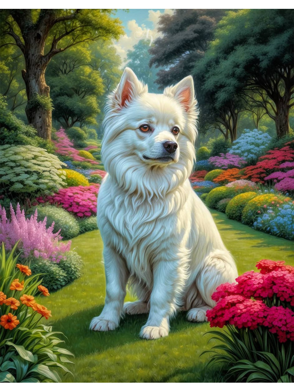 White Mix Breed Dog Portrait Paintings