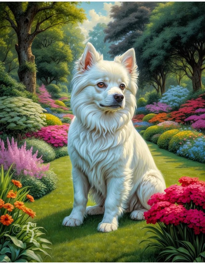 White Mix Breed Dog Portrait Paintings