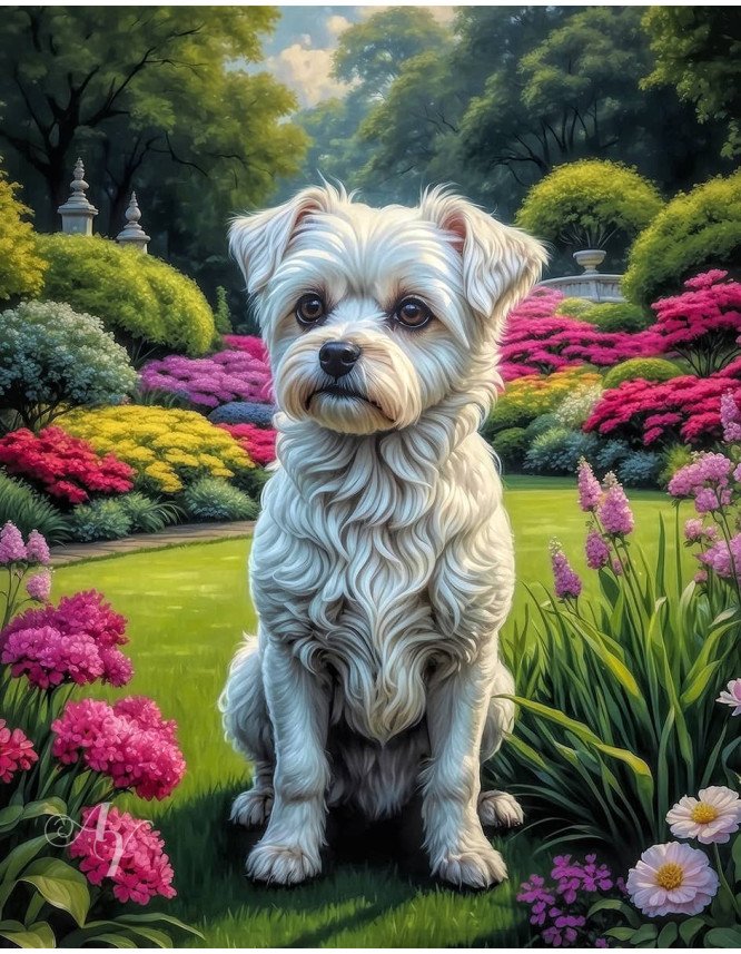 White Mix Breed Dog Portrait Paintings White Mix Breed Dog Portrait Paintings