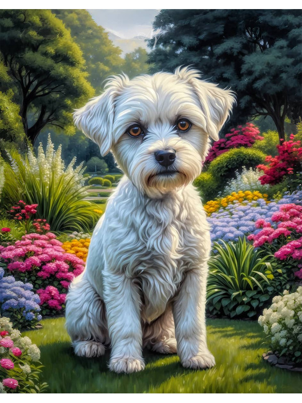 White Mix Breed Dog Portrait Paintings