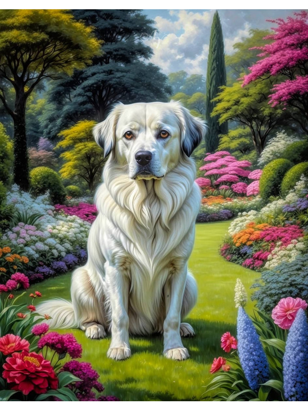 White Mix Breed Dog Portrait Paintings