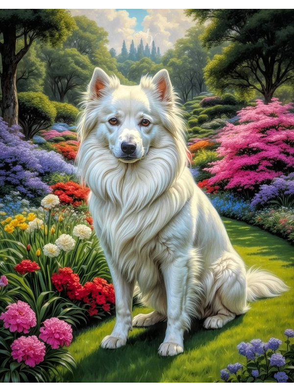 White Mix Breed Dog Portrait Paintings