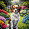 White Brown Mix Breed Dog Portrait Paintings