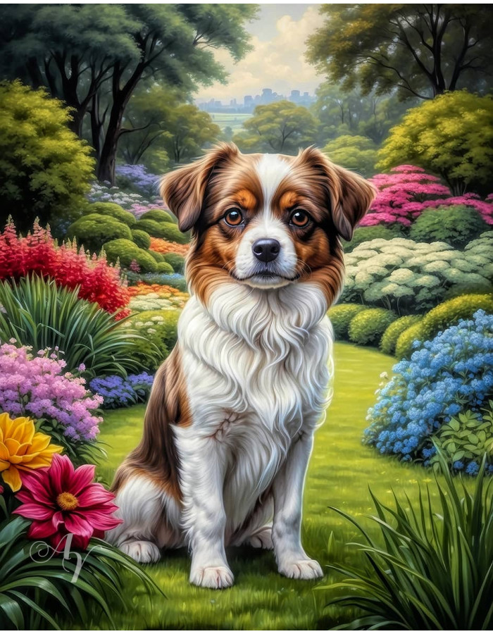 White Brown Mix Breed Dog Portrait Paintings White Brown Mix Breed Dog Portrait Paintings