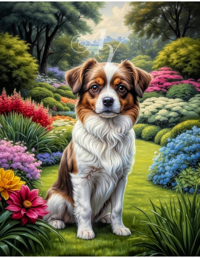 White Brown Mix Breed Dog Portrait Paintings White Brown Mix Breed Dog Portrait Paintings