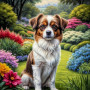 White Brown Mix Breed Dog Portrait Paintings