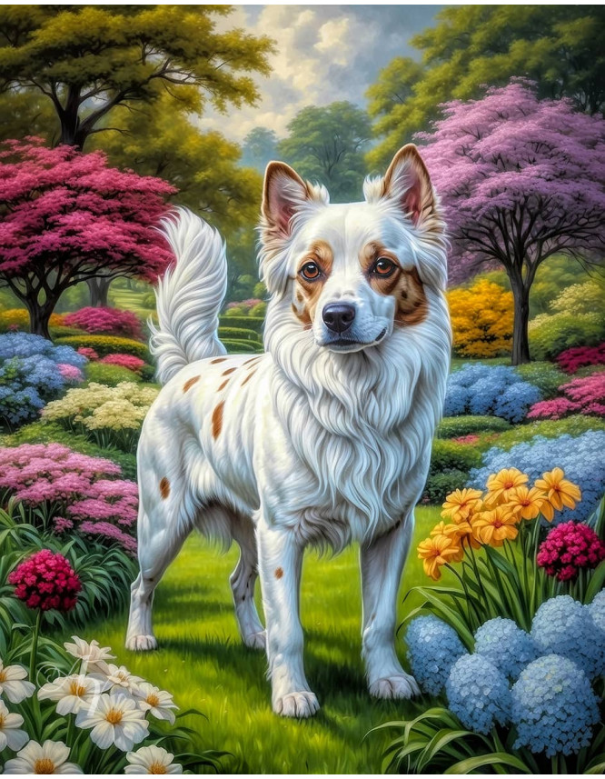 White Brown Mix Breed Dog Portrait Paintings White Brown Mix Breed Dog Portrait Paintings