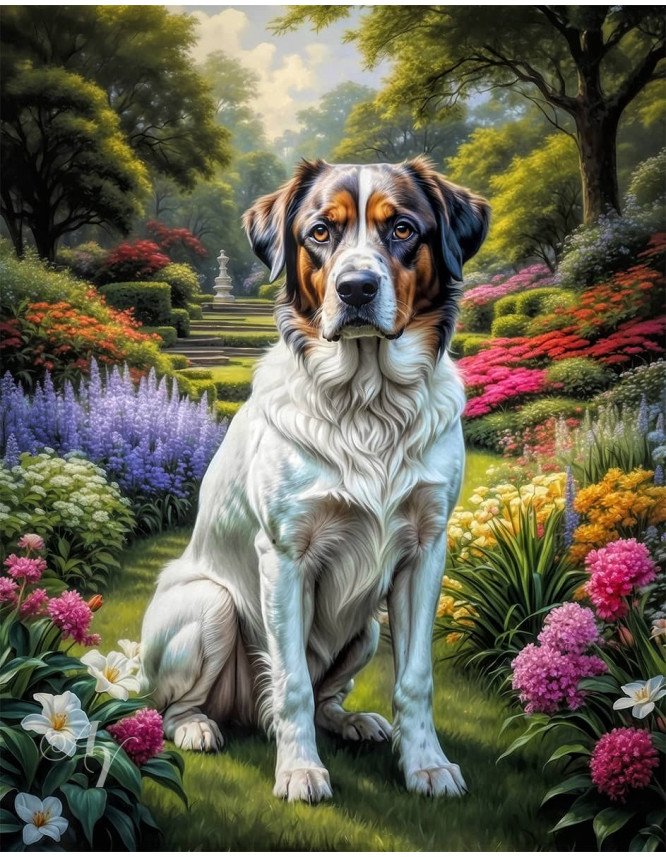White Brown Mix Breed Dog Portrait Paintings White Brown Mix Breed Dog Portrait Paintings