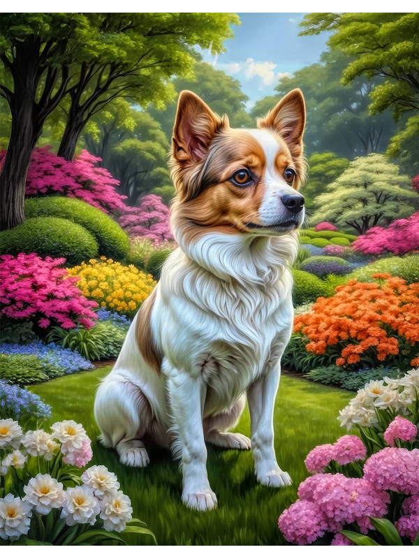 White Brown Mix Breed Dog Portrait Paintings