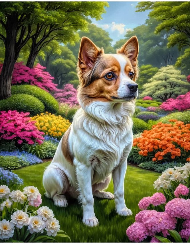 White Brown Mix Breed Dog Portrait Paintings White Brown Mix Breed Dog Portrait Paintings