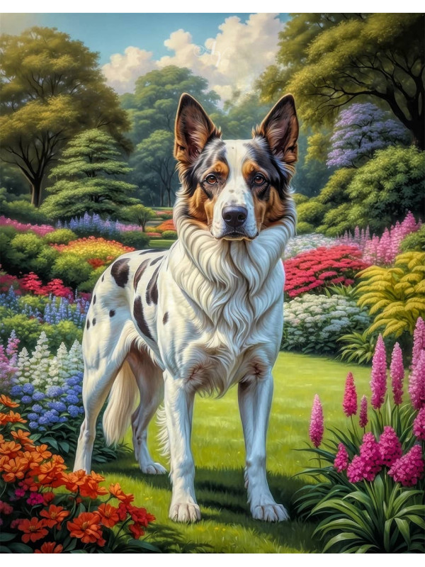 White Brown Mix Breed Dog Portrait Paintings