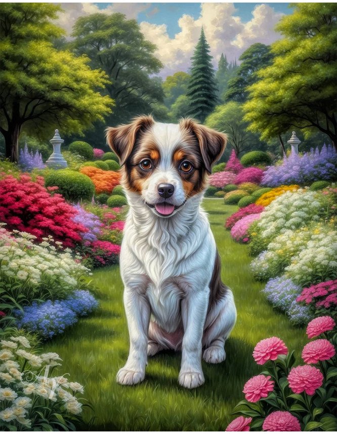 White Brown Mix Breed Dog Portrait Paintings White Brown Mix Breed Dog Portrait Paintings