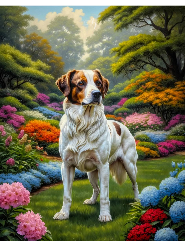White Brown Mix Breed Dog Portrait Paintings