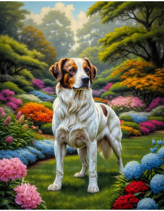 White Brown Mix Breed Dog Portrait Paintings White Brown Mix Breed Dog Portrait Paintings