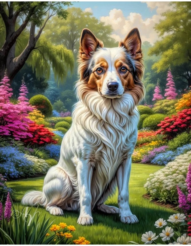 White Brown Mix Breed Dog Portrait Paintings White Brown Mix Breed Dog Portrait Paintings