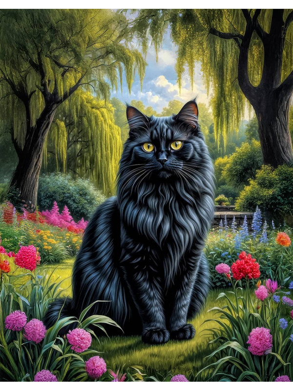Angora Cat and Kitten Portrait Paintings