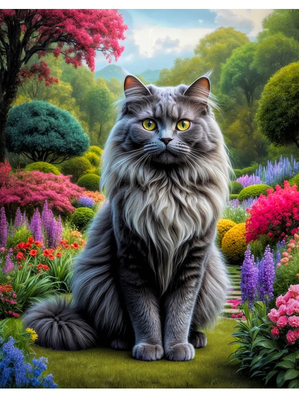 Angora Cat and Kitten Portrait Paintings