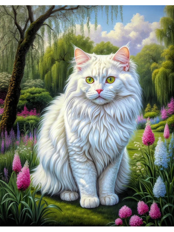 Angora Cat and Kitten Portrait Paintings