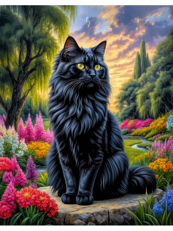 Angora Cat and Kitten Portrait Paintings